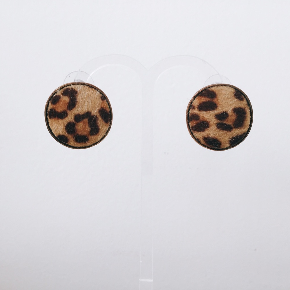 💎 Leopard fur vintage style earrings